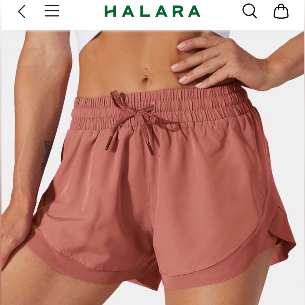 Halara Drawstring Contrast Mesh 2-in-1 Shorts pink - small